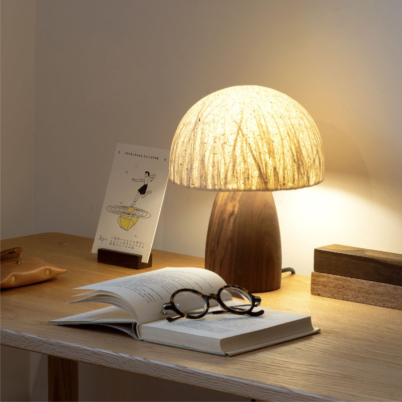 Mumo Wood Ink Luminous Series Mushroom Lamp Creative Handmade Japanese Atmosphere Lamp Living Room Dining Room Bedroom Small Table Lamp
