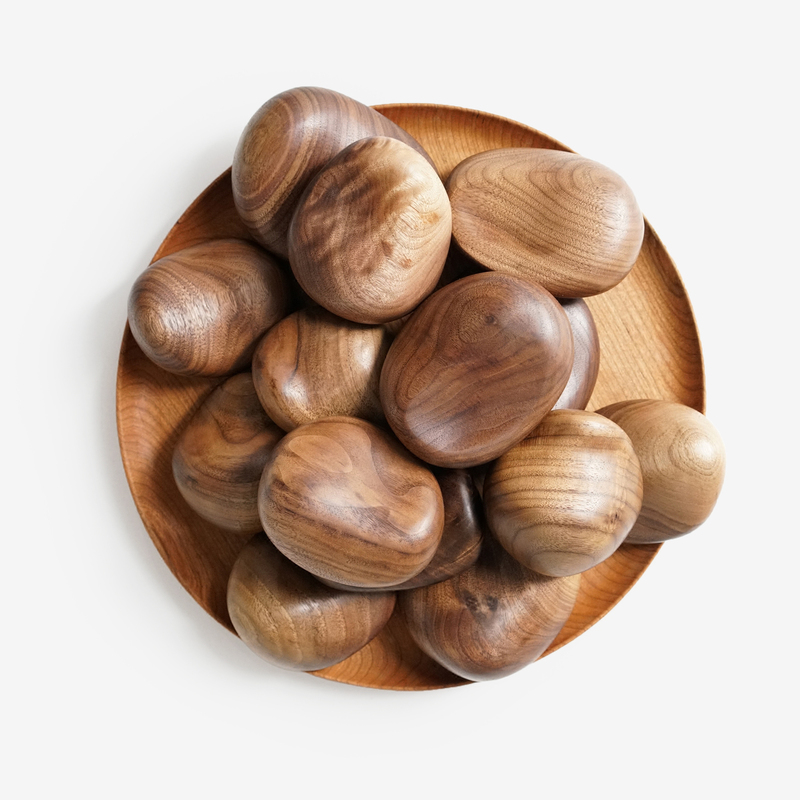 Mumo Life Pebbles Unpainted Black Walnut Wooden Decorations Desktop Ornaments Gifts Children's Toys