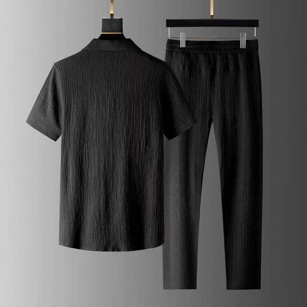 Мода Set en business short sleeve shirts long pants set male clothing