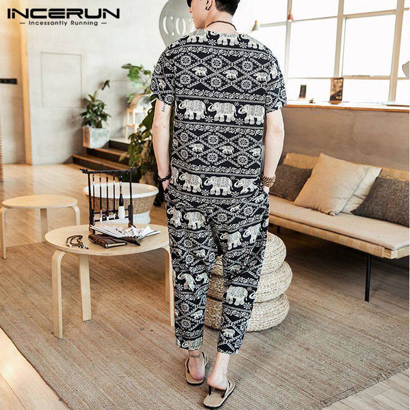 Спортивный костюм для отдыха 加肥加大休闲长裤 街头风格男装冬季七分袖休闲裤 2件套 loose men clothes OTHER