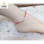 [钰] Năm sinh này dệt tay dây đỏ vòng chân ngọc bích ngọc trai dây đơn giản chuông bạc dây đỏ chân - Vòng chân vòng chân titin ko gỉ