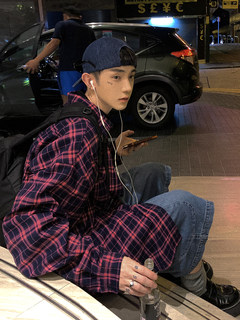 Aurocean long-sleeved plaid shirt