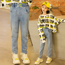 Childrens pants 2020 Spring paragraph Girl Han version Body Jeans Foreign Air Casual Long Pants Children Spring Autumn Thin