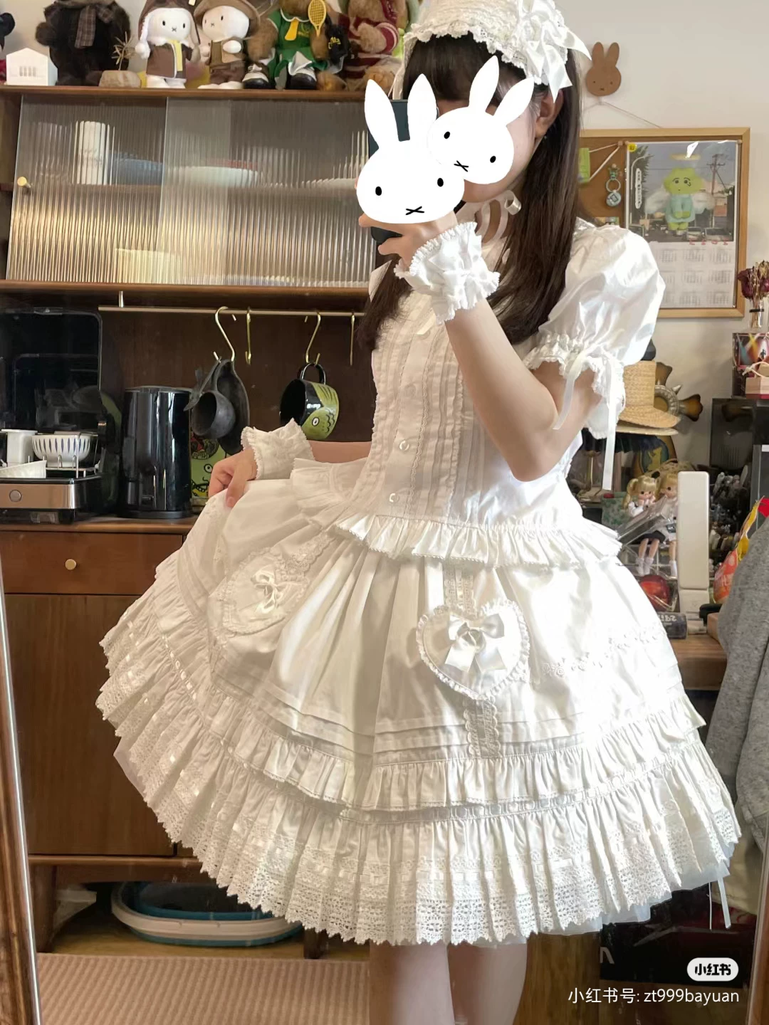 【*兔子的心愿*系列 sk裙现货】Lolita棉布古早爱心口袋