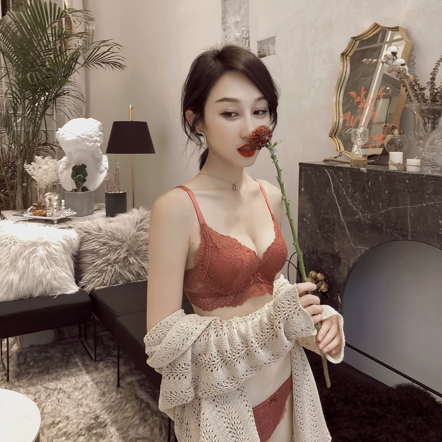 Underwear, summer thin push up bra, supporting comfortable lace sexy set