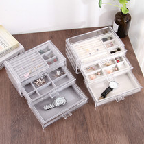 Multi-layer storage box necklace earrings hand jewelry box hairpin earrings head rope acrylic pack jewelry box transparent