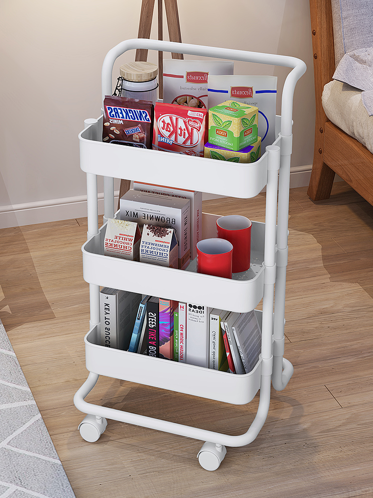 Kitchen mobile bookshelf dormitory bedside landing multi-storey bedroom snack storage trolley shelf rack with wheels