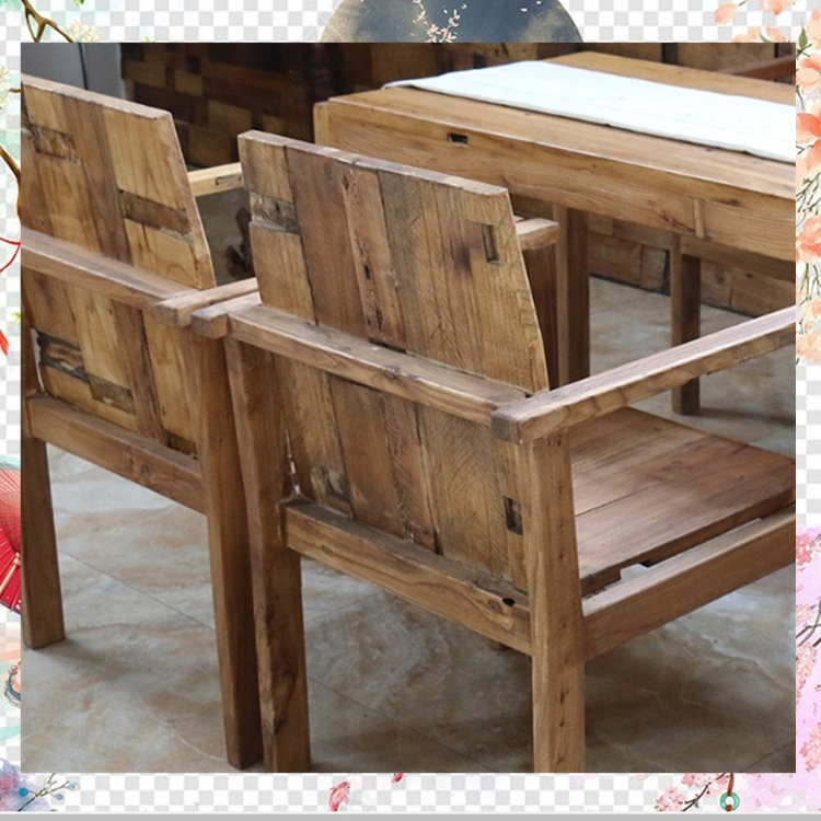 Người đàn ông bàn ghế cà phê cũ Elm đồ nội thất cửa Café Café gỗ rắn cũ bảng điều khiển cửa cũ đồ nội thất kết hợp giải trí bàn ghế - Bàn ghế ngoài trời / sân ghế treo ban công