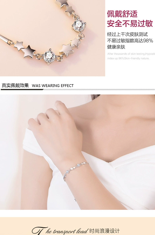 Sterling bạc bốn lá cỏ ba lá vòng đeo tay nữ Nhật Bản và Hàn Quốc phiên bản của cá tính đơn giản sinh viên đồ trang sức bạc trang sức để gửi bạn gái của mình món quà sinh nhật