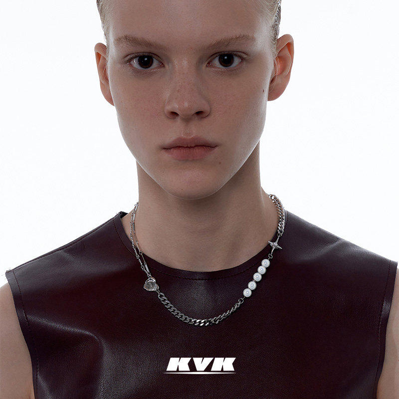 KVK splicing necklace female clavicle chain 2021 new fashion light luxury collar niche design sense ins net red jewelry