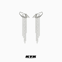KVK special-shaped silk tassel earrings 925 silver 2021 new niche design advanced sense long temperament earrings