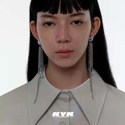 KVK earrings 2021 New Tide advanced ear clip without ear hole female long version tassel personality earrings female ear refining