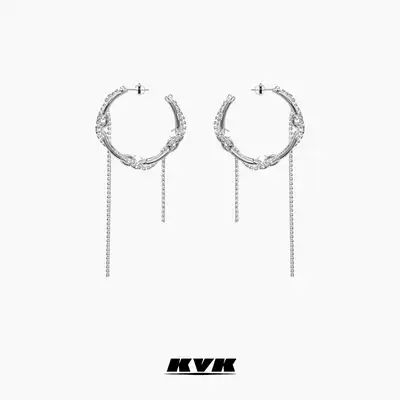 KVK earrings simple personality versatile hanging thread flowing earrings 2021 new niche design earring jewelry