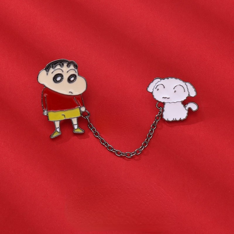 KANZAO Crayon Shin-chan Brooch - Trendy Japanese Cute Cartoon Anime Metal Badge for Students, Schoolbags, and Backpacks