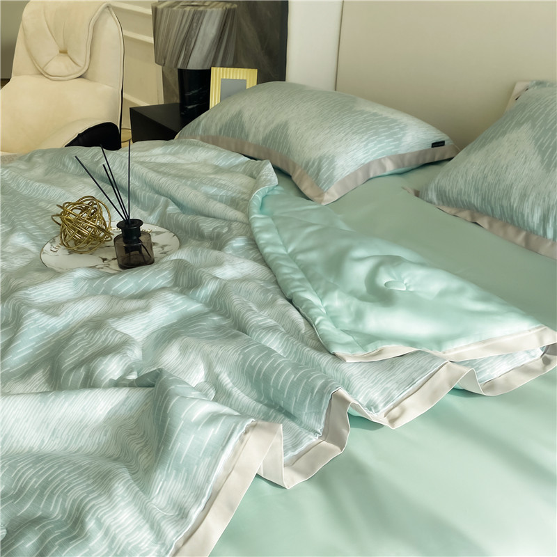 High end light extravagant 80 bifacial sky silk ice silk summer cool by four pieces of set pure color machine washable air conditioning by naked sleep