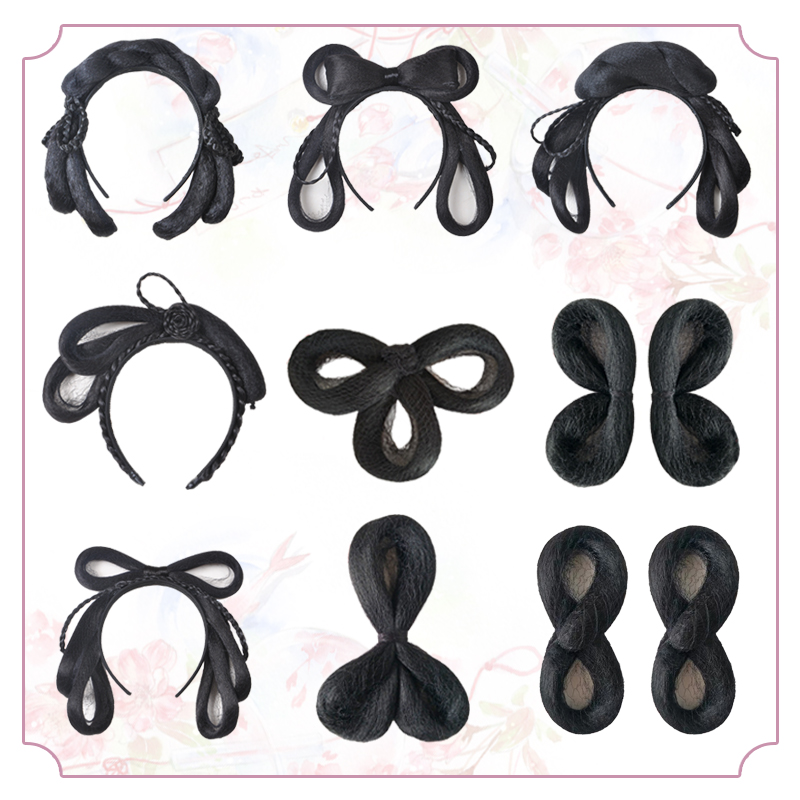 Hanfu hair hoop one-piece ancient style wig Novice hand handicapped party wild bun New lazy simple costume cat ears