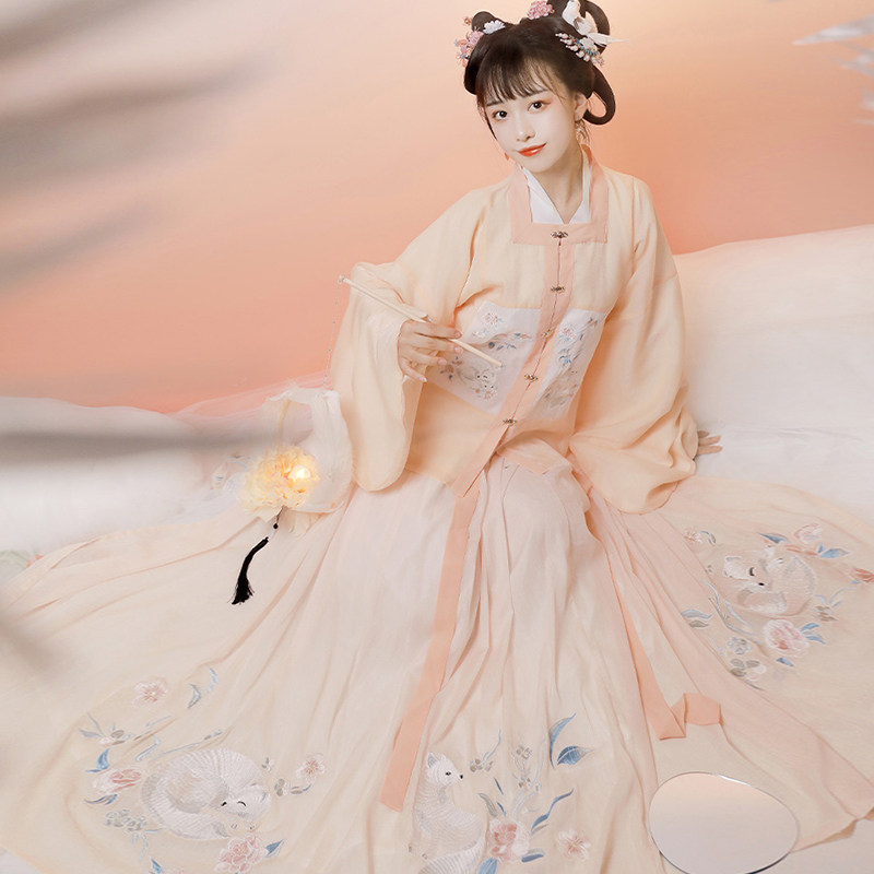 Original Ming Hanfu women's summer thin Chinese style square collar waist skirt super fairy coat skirt full set of ancient costumes spring and autumn