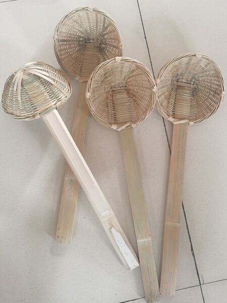Small Size Three Two Bamboo Woven Su Style Pasta Spoon Bamboo Handle Colander Noodle Shop Strainer Kitchen Cooking Su Style Noodle Shop Guanyin Bucket