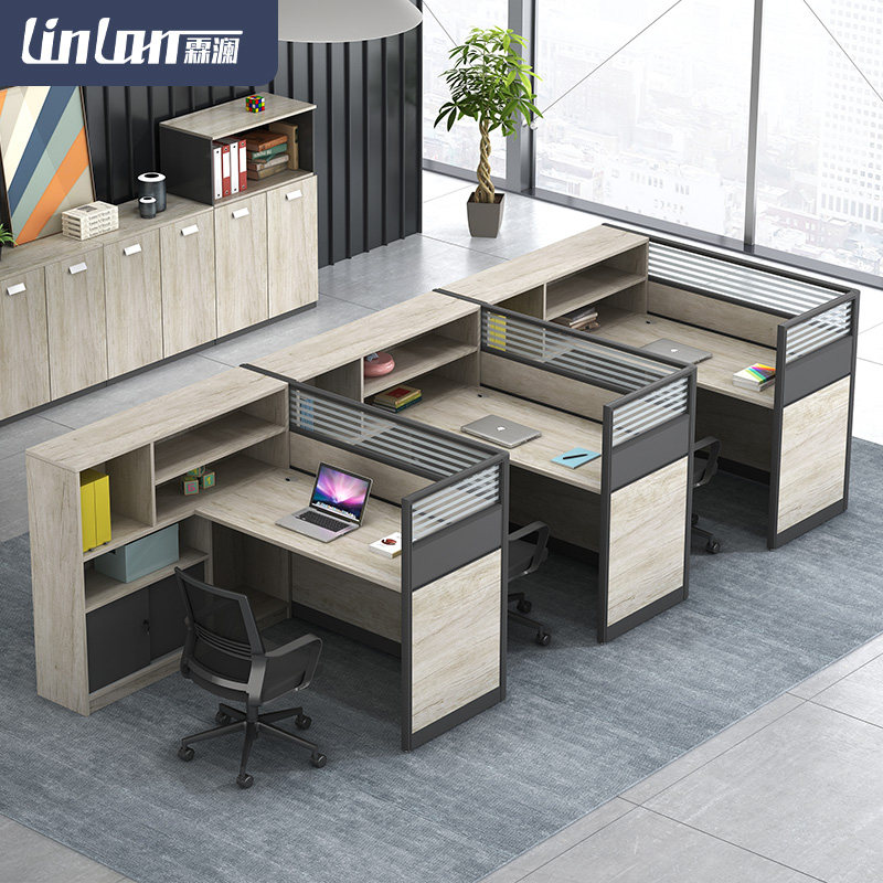 Lin Lan Staff Desk Simple Modern Four Staff Office Desk and Chair Combination Computer Screen Financial Table
