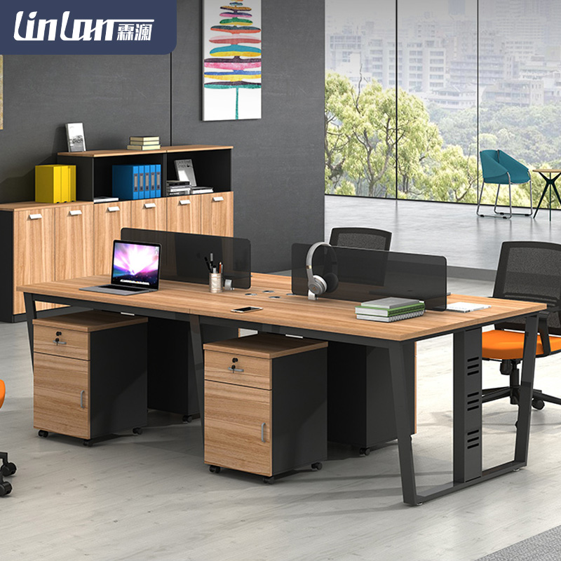 Lin Lan Staff Desk Single Simple Computer Desk Four-person Office Desk Financial Desk and Chair Combination