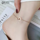 Fashionable double-ring titanium steel anklet for women, trendy, sexy, simple, Korean version, personalized rose gold-plated ankle chain, colored gold anklet