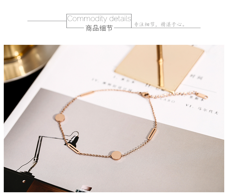 Han Jing thời trang gợi cảm khí chất đen trắng vòng chân vòng chân nữ vòng chân bằng thép titan với trang sức mắt cá chân lắc chân pnj