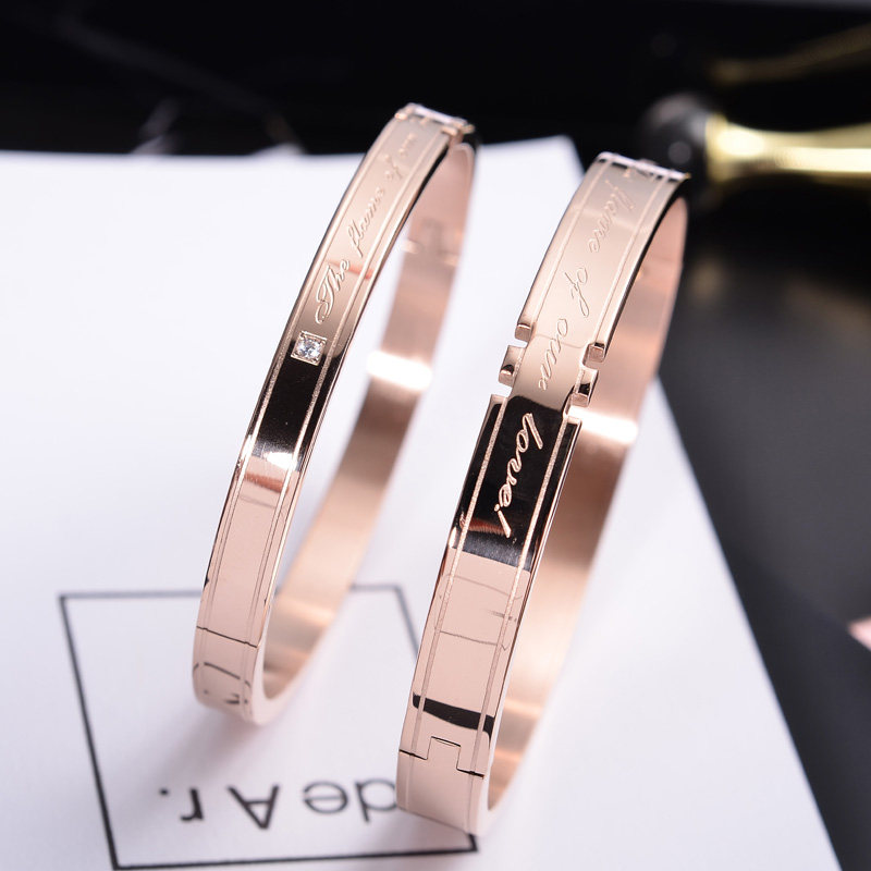 Han Jing Korean version titanium steel plated rose gold couple love bracelet Classic men's and women's bracelet bracelet bracelet accessories