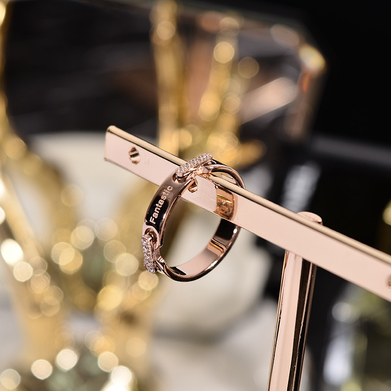 Han Jing titanium steel plated rose gold index finger ring women's Korean version of the ring ring popular net red ornaments