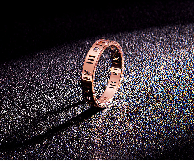 Hanjing fashion lucky ring female titanium steel plated rose gold Korean version personality index finger ring ring hand decoration tail ring