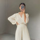 Spring French temperament women's loose shirt pleated mop trousers 2022 fashion solid color commuting thin women's clothing