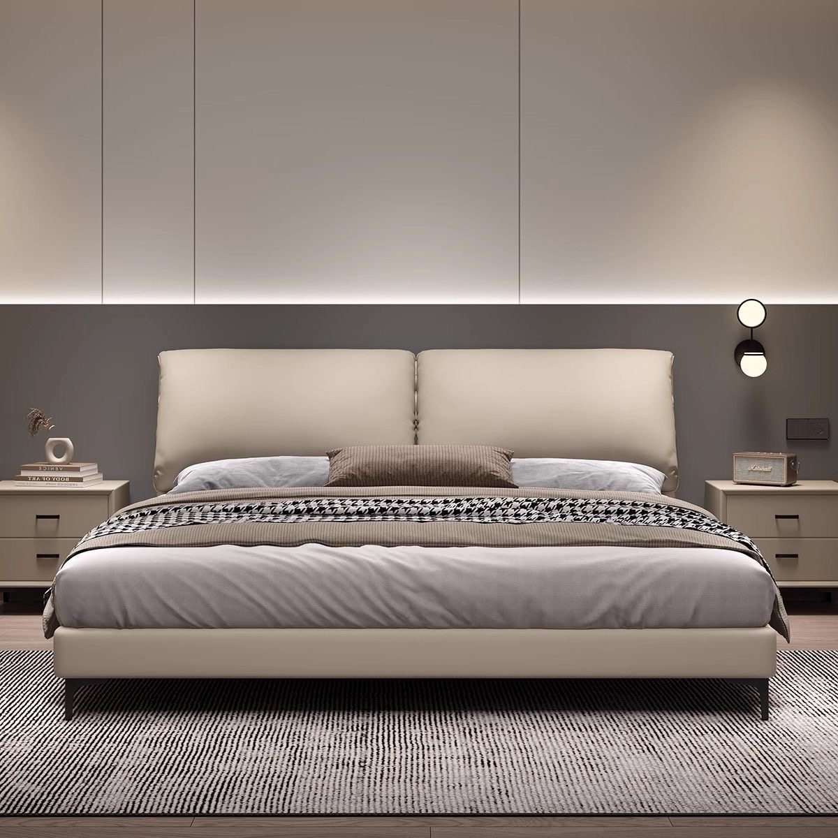 2025年vplan大象耳朵真皮床:如何打造小户型奶油风主卧?