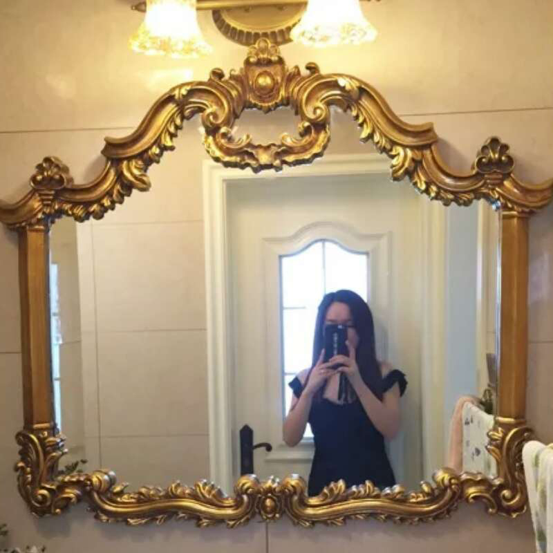 Eurostyle Decorative Mirror Wall-mounted Mirror Fireplace Couch Background Wall Mirror Carved bathroom mirror Xuanguan Restaurant mirror-Taobao