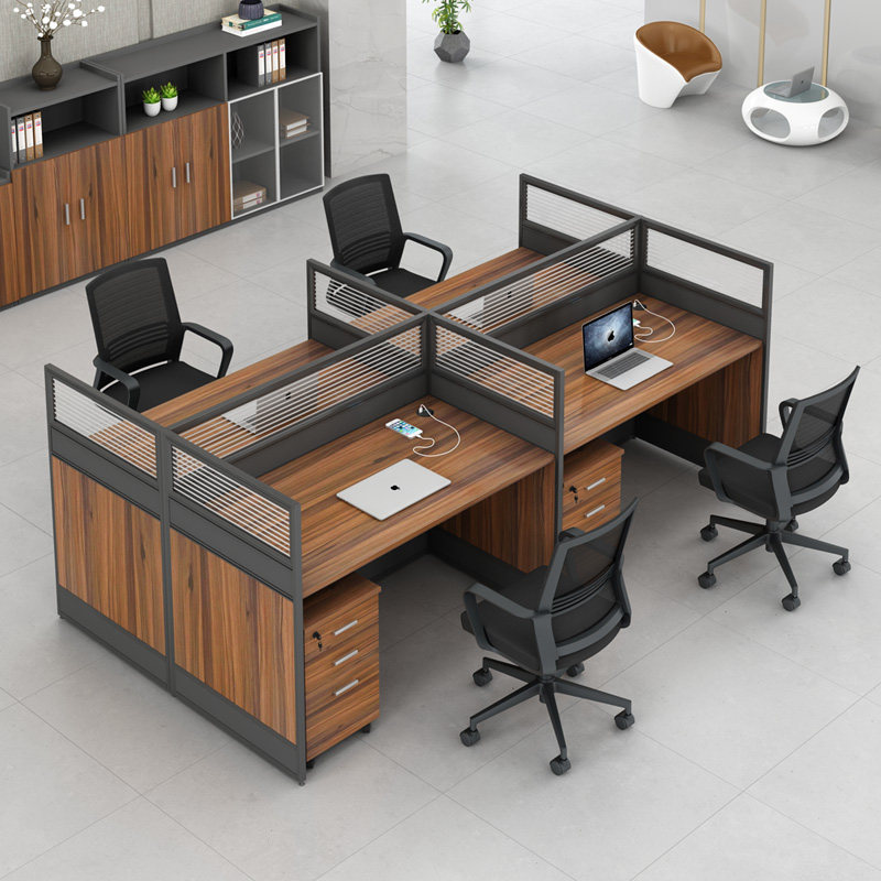 Desk staff table office table and chairs Combined single double four-six position minimalist modern screen holder