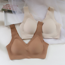 No trace no steel ring no restraint solid color sleep Ice Silk ultra-thin underwear gathered Full Cup vest style large bra