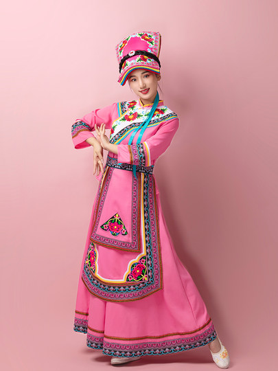 羌族服装成人男女舞台演出服套装新款少数民族长裙舞蹈表演服拍照