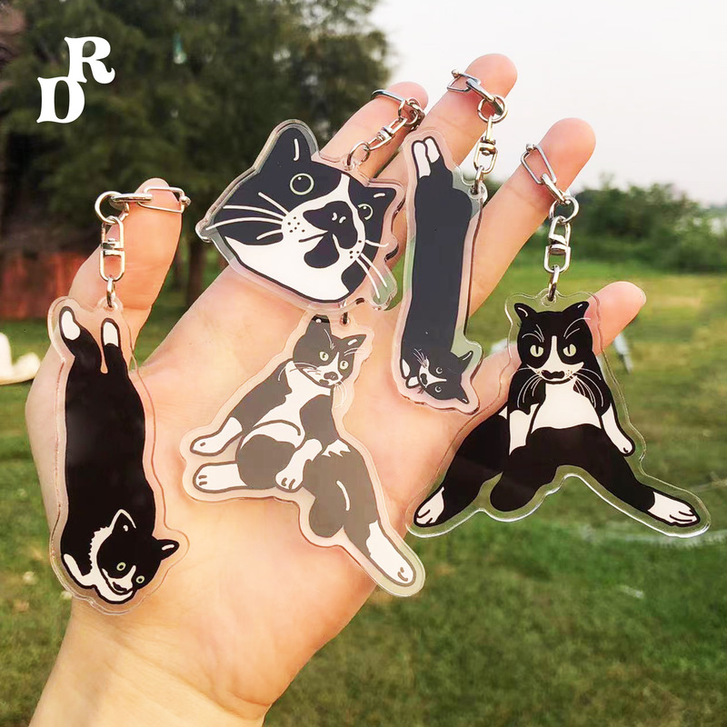 Road Doubts Cute Cartoon Cow Cat Black and White Cat Hakimi Cat Decorative Pendant