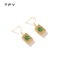 TFY personality mahjong fortune earrings female 2022 new earrings earrings Chinese style earrings with a small sense of design