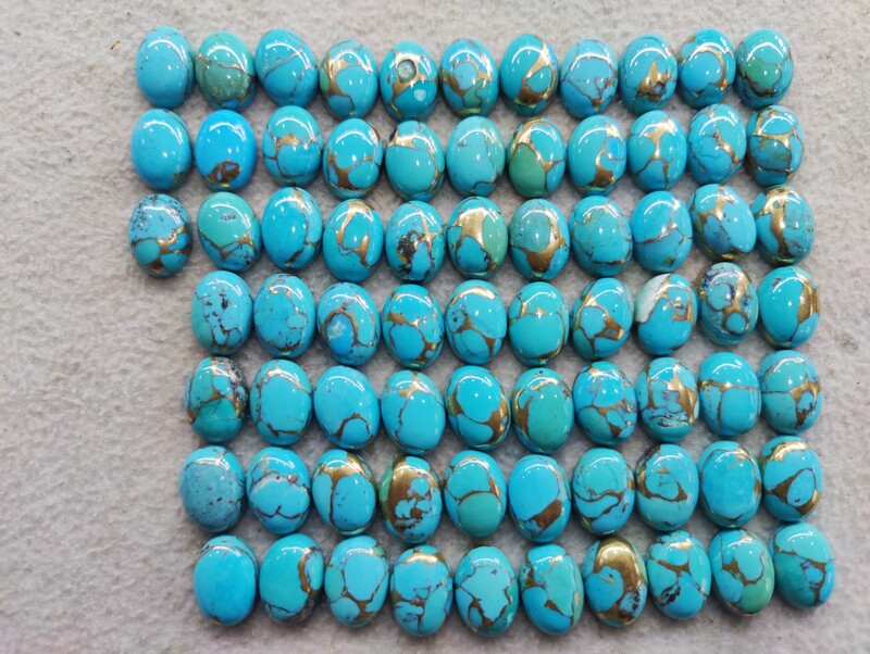 Turquoise Natural Cabochon American Kingman Sleeping Beauty Cabochon Indian Style Bracelet