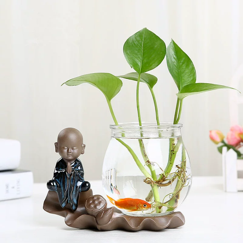 Bình hoa thủy canh sáng tạo hiện đại tối giản nhà trang trí phòng khách đồ trang trí đồ trang trí thủy canh thủy tinh trong suốt đồ gốm sứ - Vase / Bồn hoa & Kệ