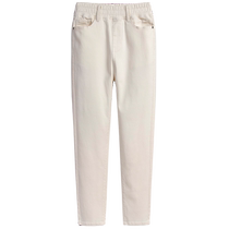 Printemps grand code riz blanc jeans femmes petites pieds 90% pantalon gras mm haut taille élastique corps mince et élastique nouvelle taille