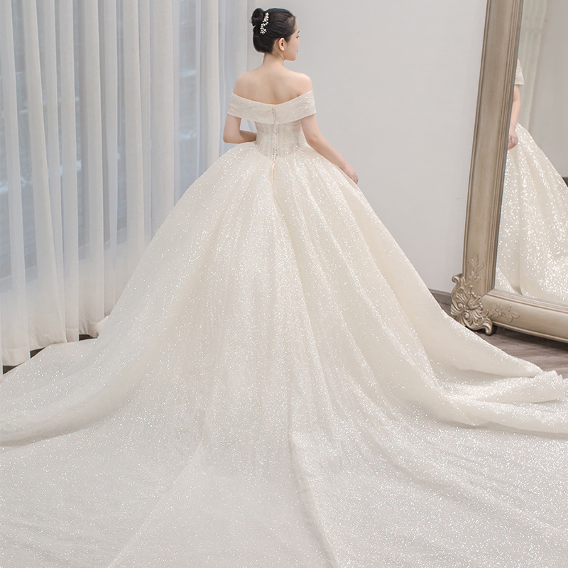 Chính chiếc váy cưới sao kéo đuôi 2020 mới tính khí cô dâu Sen hệ thống siêu giấc mơ cổ tích xa xỉ Pháp ánh sáng Hepburn đơn giản