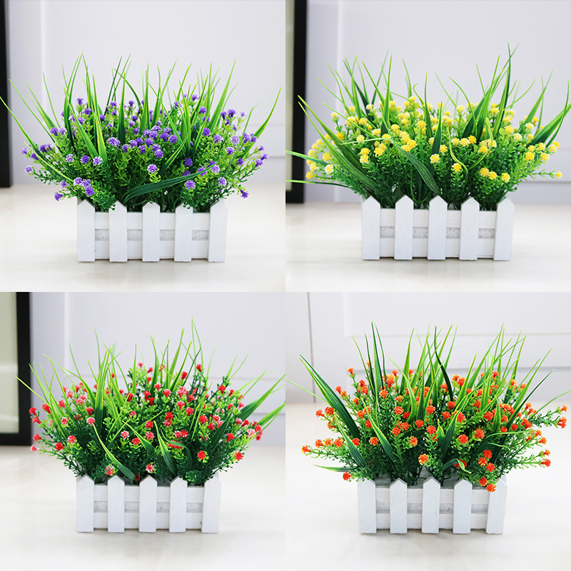 Simulation green plant fake potted green dill starry living room windowsill set decoration plastic fake flower fence plant decoration parts