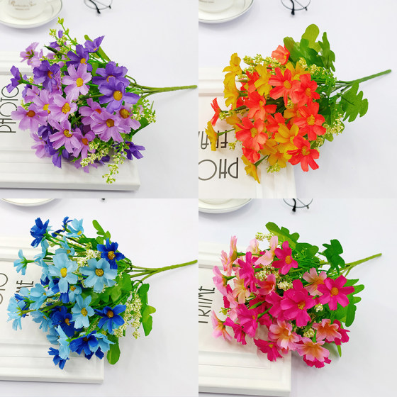 单支假花仿真花束塑料花假花小把束布艺装饰花插花卉干花绢花布花