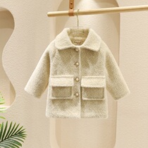 Girls spring autumn clothing 2022 new CUHK Fairy Water Mince Thicken what about the long fur coat in the coat of clothing