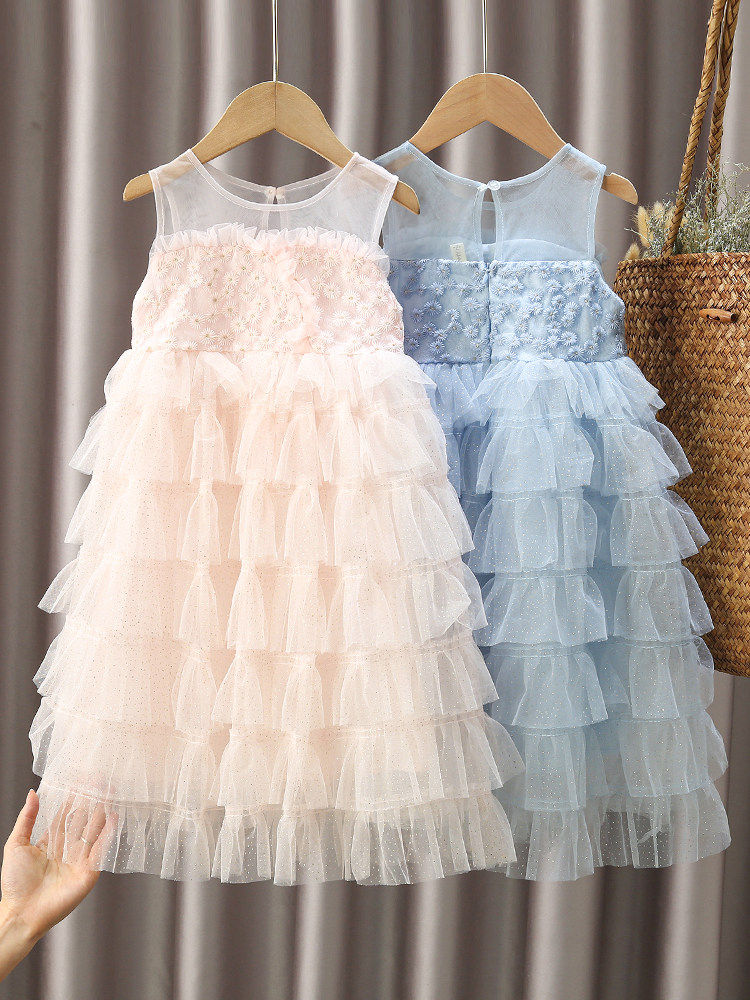 Children's clothing girls 2022 new skirt summer dress summer children's mesh cake skirt sleeveless princess dress fairy