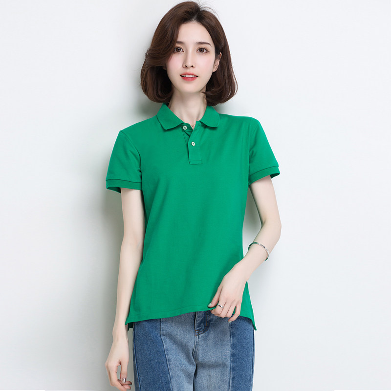 Short-sleeved t-shirt women lapel 2019 summer loose cotton Ralph middot Lauren polo polo shirt couple custom printed logo collar top