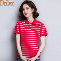 Striped polo shirt short sleeve t-shirt womens lapel collar 2019 New Tide brand Super fire cec cotton half sleeve shirt