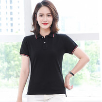 Lapel short sleeve t-shirt womens summer fashion Korean version polo shirt slim slim womens body shirt half sleeve Paul shirt