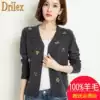 Pure cardigan women's cardigan autumn new V-neck sweater single-breasted sweater loose autumn embroidered jacket