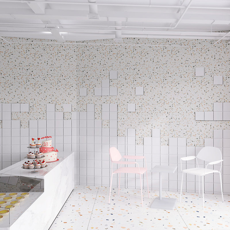 Ins cream tile plate wall plate milk tea shop northern European grindstone integrated wall resistant buckle plate